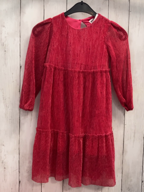 Minoti  Kleid  Gr. 104  pink crincled mit Glitzer bunte Punkte 