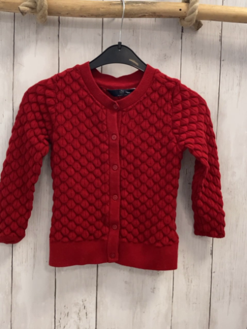   Strickjacke  Gr. 104  rot Muschelmuster 