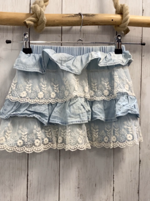 Waikiki  Rock Gr. 122  hellblau Jeans + transaparent Netz mit Stickerei Rüschen 