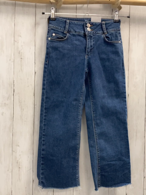   Hose  Gr. 140  blau Jeans Bund verstellbar  Fransensaum 