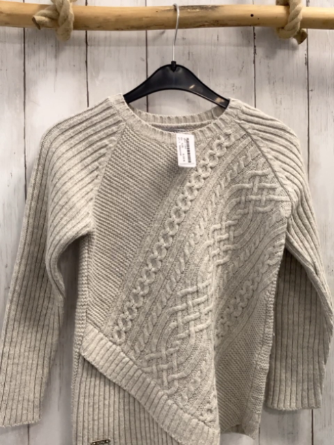 Mayoral  Pullover  Gr. 128  hellgrau Strick Zöpfe Rippen 