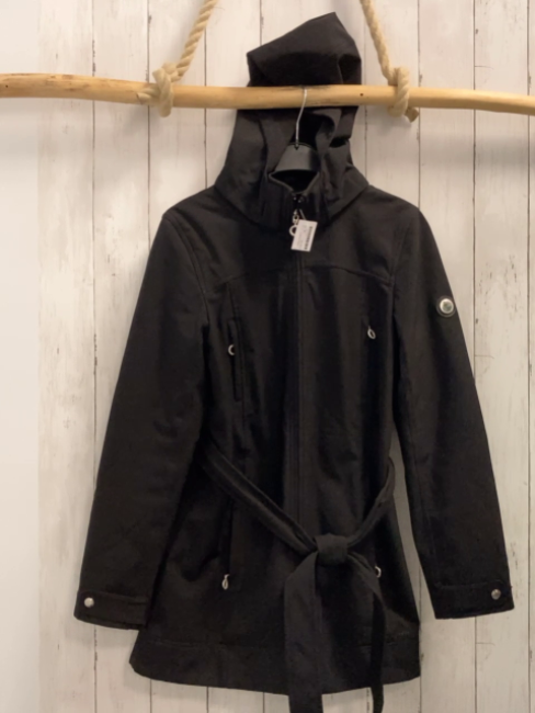 Calvin Klein  Softshellmantel Gr. S schwarz Kapuze Gürtel 