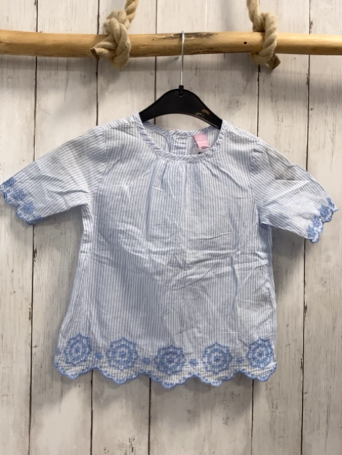Dopodopo Sommerbluse  Gr. 98  hellblau weiße Streifen bestickt 