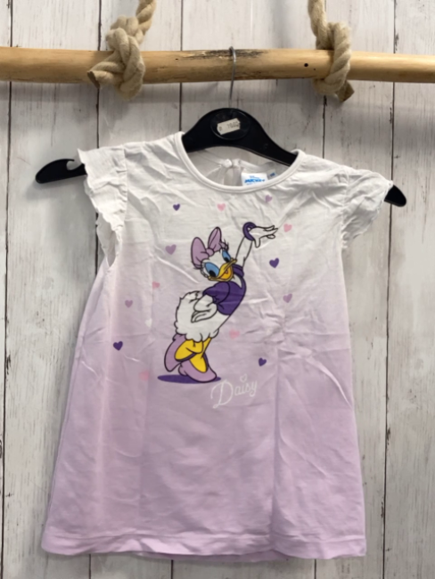 Disney  T-Shirt  Gr. 116  weiß rosa Daisy Duck bunte Hrezen 