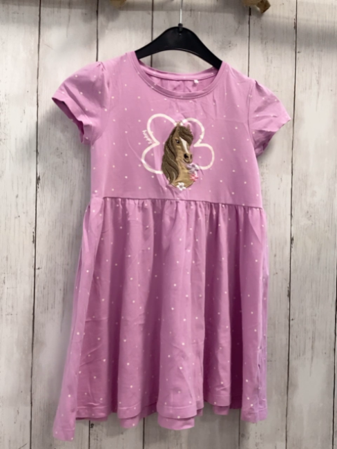   Kleid  Gr. 116  rosa Pferd weiße Punkte 