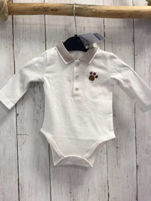 neu  Body  Gr. 56  weiß braun weiß gestreifter Polokragen lang 