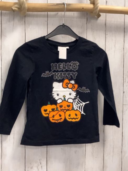 Hello Kitty  Langarmshirt  Gr. 122  schwarz Hello Kitty mit Kürbissen Schrift 