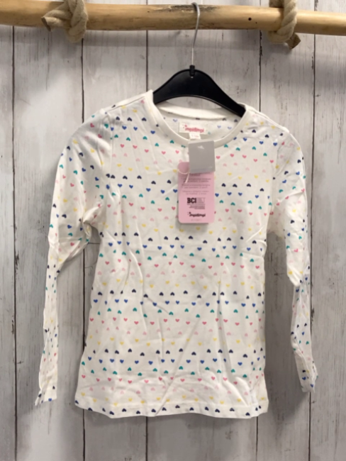 neu  Langarmshirt  Gr. 110  weiß bunte Herzen 