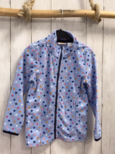  Fleecjacke  Gr. 110  hellblau bunte Punkte blauer Bund 