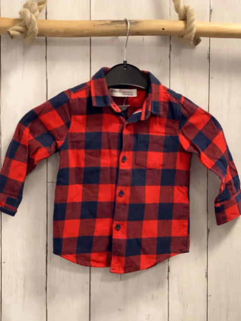 Minoti  Hemd  Gr. 92  rot grau kariert 