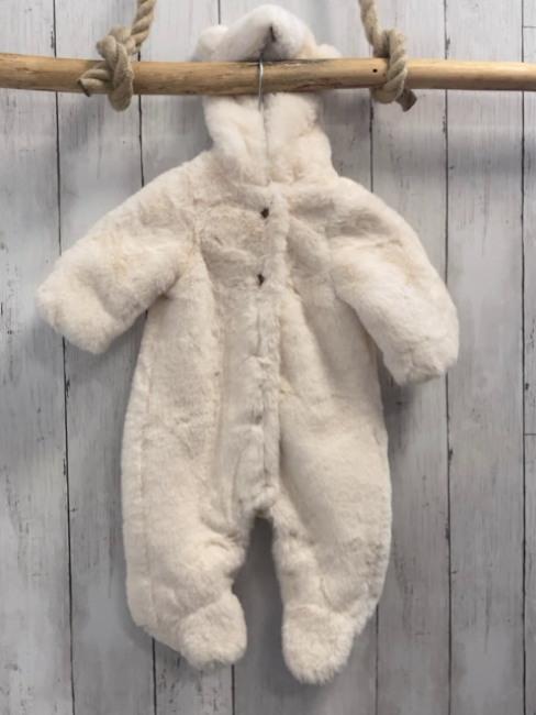 Zara  Plüschoverall Gr. 62  weiß Kapuze mit Ohren 