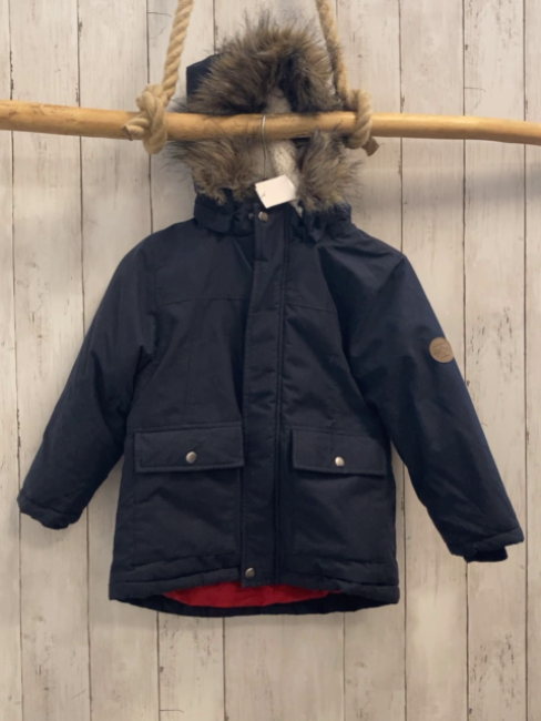 name it Winterjacke Gr. 110  blau abtrennbarer Kunstfellbund an der Kapuze