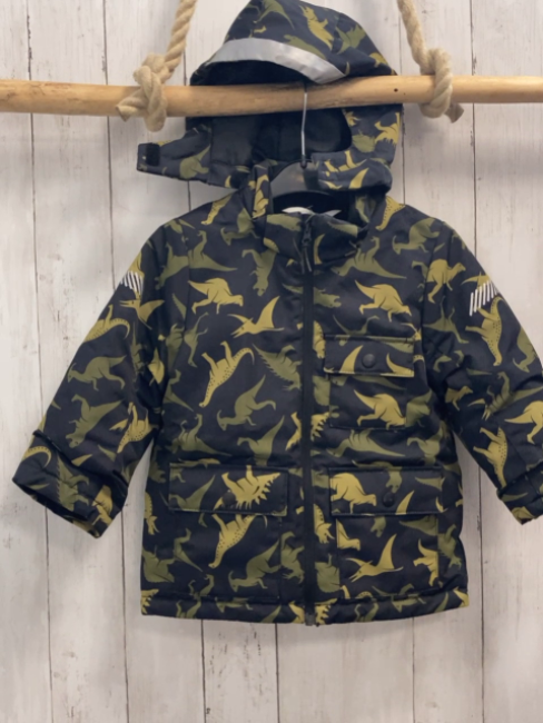 H&M Winterjacke Gr. 98  schwarz oliv Dinos