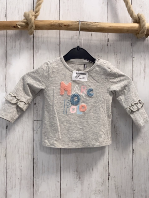 Marc O´Polo Langarmshirt Gr. 68  grau Buchstaben mit Plüsch