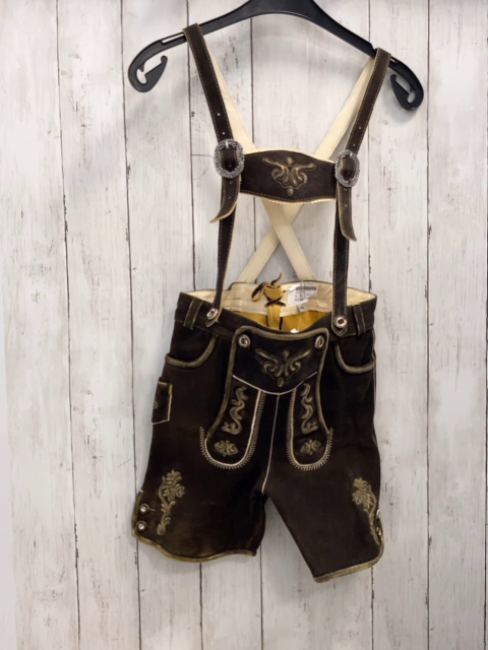 Isar Trachten  Lederhose  Gr. 140  braun mit Latz 