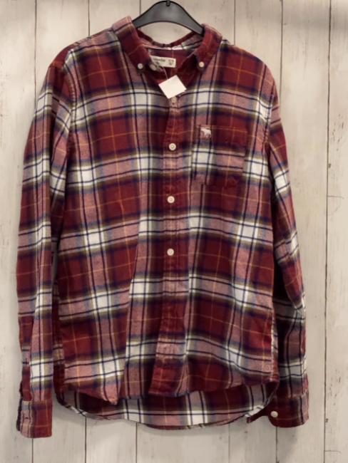 Abercrombie  Hemd  Gr. 15/16  weinrot blau hellgrün weiß orange kariert 