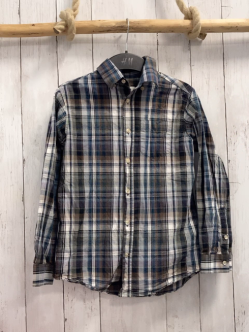 Cyrillus Hemd Gr. 140  blau braun grau kariert