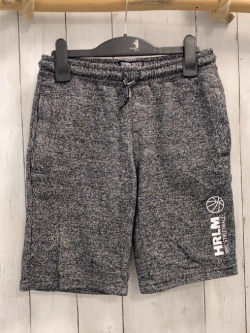   Shorts  Gr. 140  grau hellgrau meliert weiße Schrift Kordel