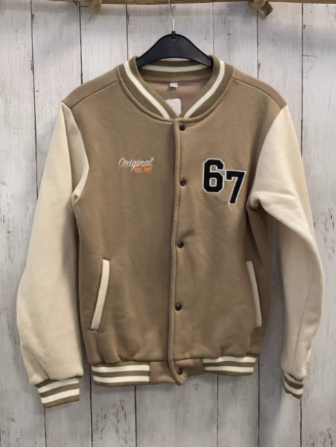   Sweatjacke   Gr. 158  sand creme Ärmel Schrft 