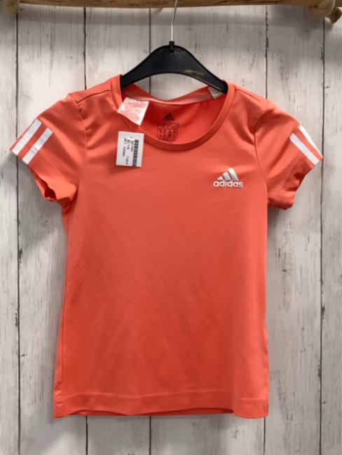 Adidas  Sportshirt  Gr. 116  orange weiße Streifen + Schrift 