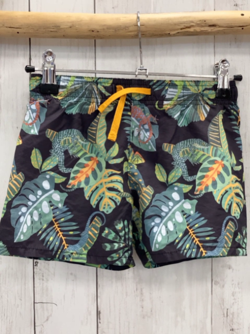 H&M Badeshorts Gr. 98  schwarz grüne Blätter