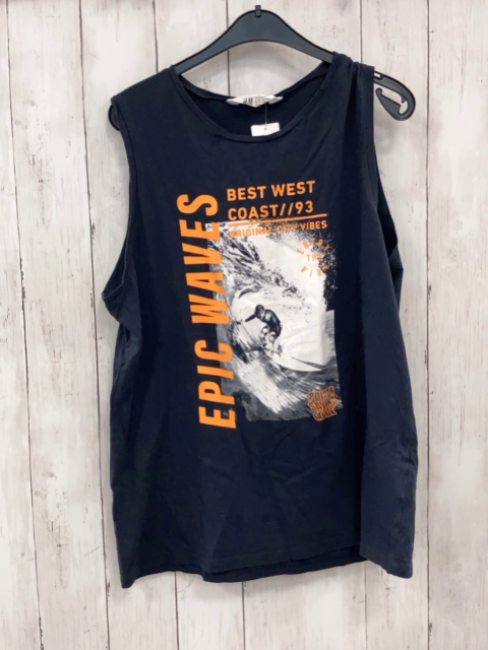 H&M  Top Gr. 170  blau Surfer orange Schrift 