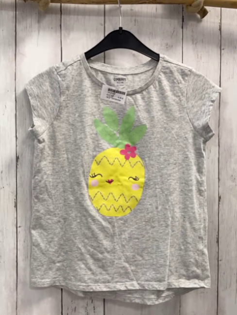 Gymboree  T-Shirt  Gr. 128  grau glänzende Ananas 