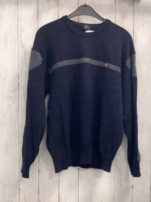 Navy Department  Pullover  Gr. 164/170  blau Strick graue Aufnäher 