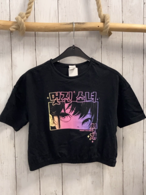 Waikiki  T-Shirt  Gr. 128  schwarz Gesicht Schrift