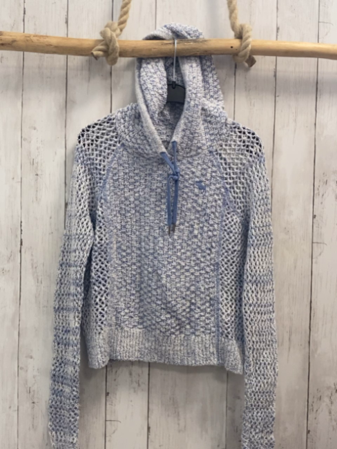 Abercrombie  Pullover  Gr. 158/164  weiß lavendel meliert Strick Kapuze 