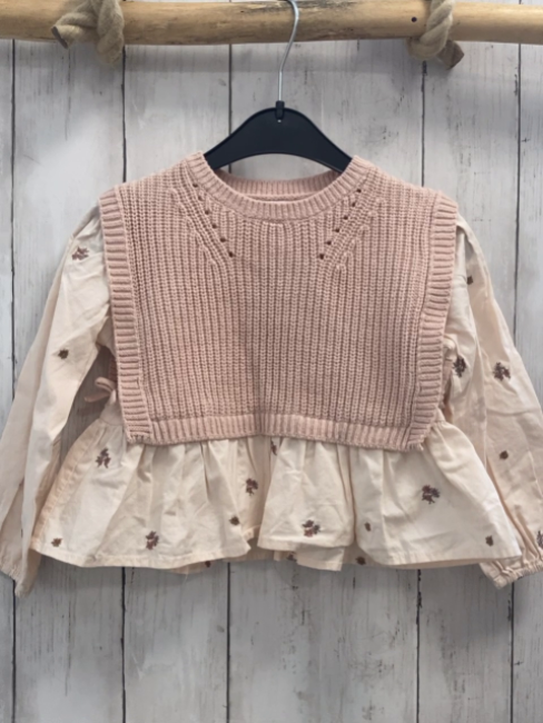 zara Bluse Gr. 104  rosa Blumen Strickpullunder