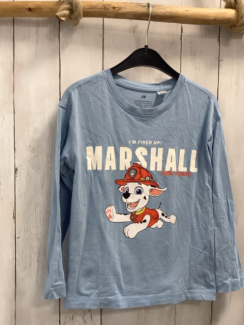 H&M  Langarmshirt  Gr. 122  hellblau wieße Schrift Marshall 