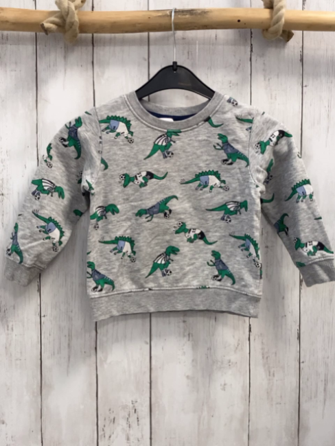 H&M  Pullover  Gr. 92  grau Krokodile mit Fußbällen 