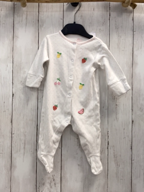 next Schlafanzug Gr. 68  weiß Punkte gesticktes Obst