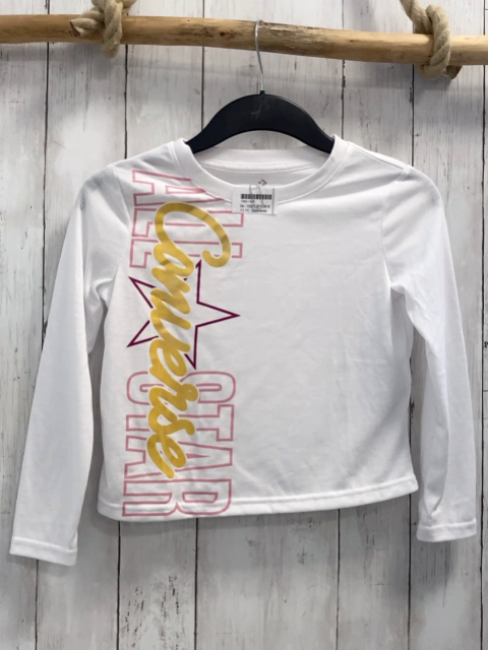 Converse  Langarmhirt  Gr. 122/128  weiß rosa goldene Schrift weinroter Stern 