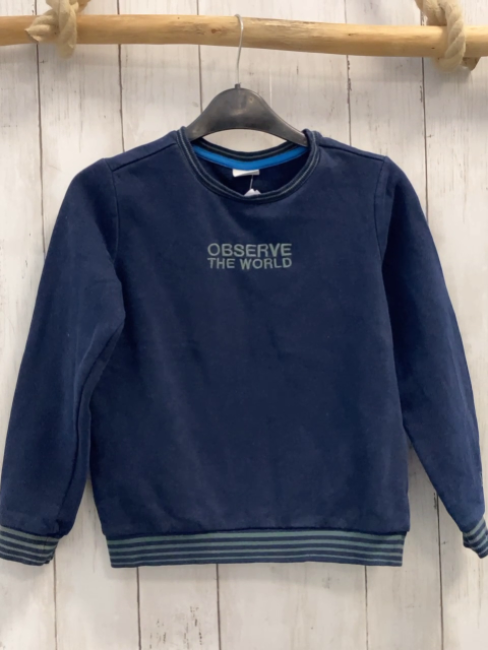 S´´ Oliver  Pullover  Gr. 140  blau kiwi Streifenbund + Schrift 