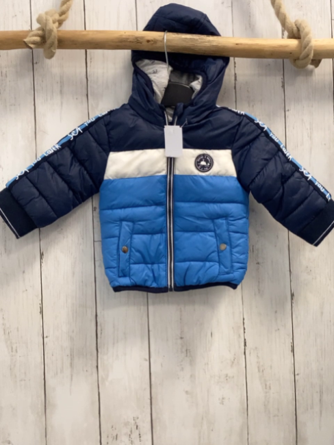   Winterjacke  Gr. 68  blau weiß hellblau Schrift 