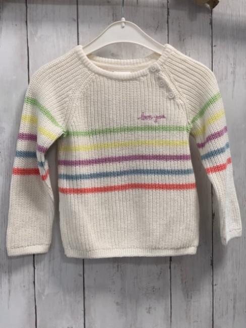 S´ Oliver  Pullover  Gr. 92  weiß bunte Streifen 
