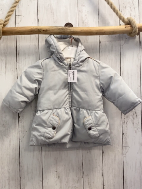 Buberry  Winterjacke  Gr. 68  hellgrau kariert Bund weißes Plüschfutter 