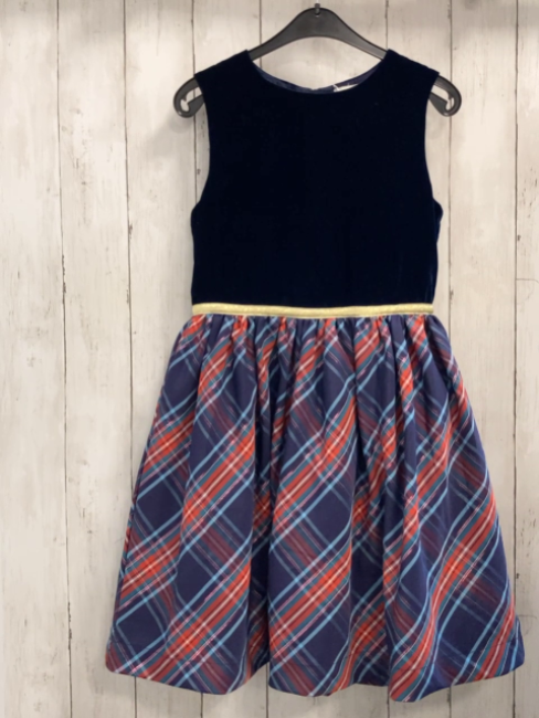 Boden Kleid Gr. 152  Oberteil Samt blau rot hellblau karierter Rock