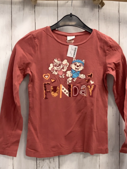 S ´ Oliver  Langarmshirt  Gr. 140  rostrot  Paw Patrol Schrift mit Pailetten