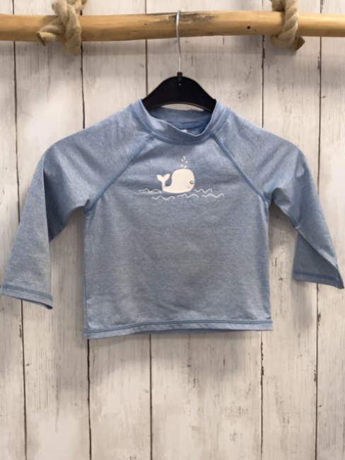 H&M  UV-Schutzshirt lang  Gr. 74  hellblau weißer Wal 