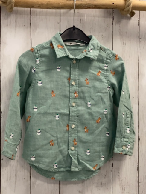 H&M  Hemd  Gr. 98  mint Schneemänner Rehe 