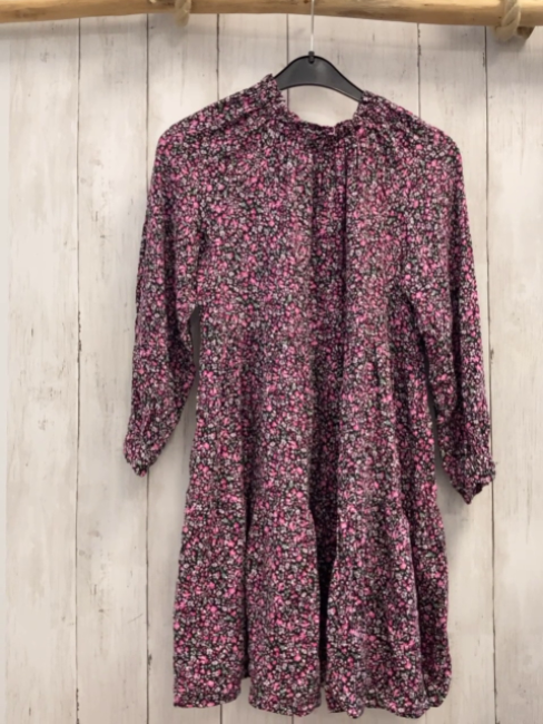 Zara  Kleid  Gr. 134  schwarz pink rosa lavendel Blumen