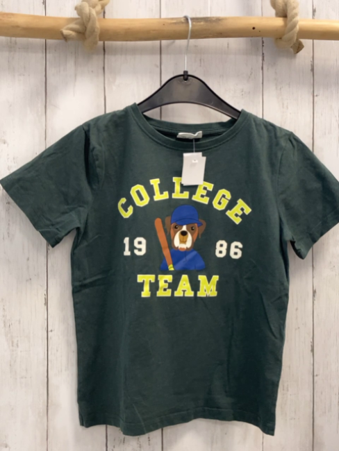 Jonas Nielsen  T-Shirt Gr. 128  oliv Hund Schrift 
