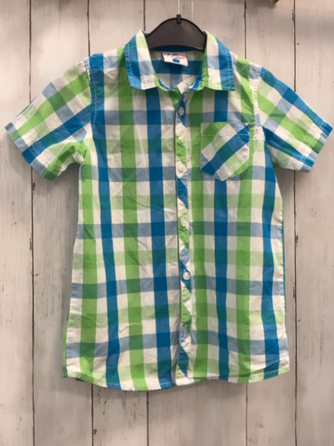  Sommerhemd  Gr. 122  helllgrün blau weiß kariert 