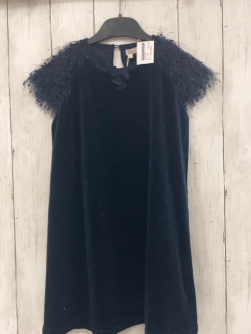 neu Boboli  Kleid  Gr. 116  blau Samt Ärmel mit Fransen NP 59,90 € 