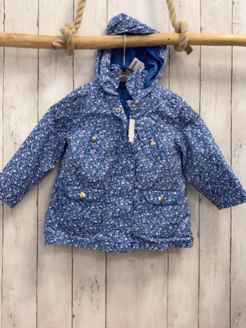 2tlg Sergent Major  Regenjacke + Weste  Gr. 92  blau weße Blumene 