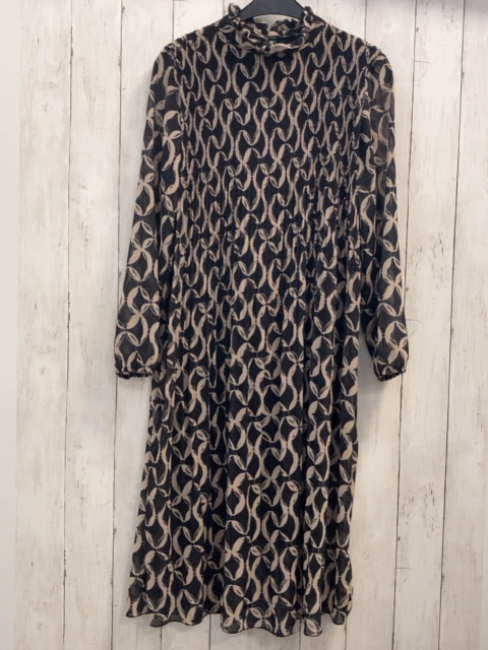  Kleid  Gr. 36  schwarz beige Kettendruck crincled 