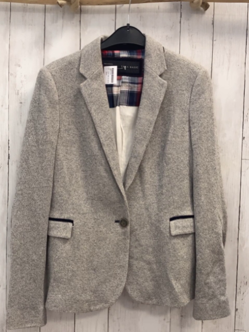 Zara  Jacket  Gr. M/L grau hellgrau meliert blaue Kordaufnäher an den Ellenbogen 